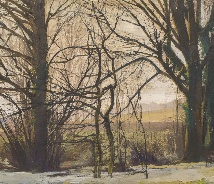 Louis Guingot, Paysage de forêt, peinture à la colle, vers 1928-1929, détail