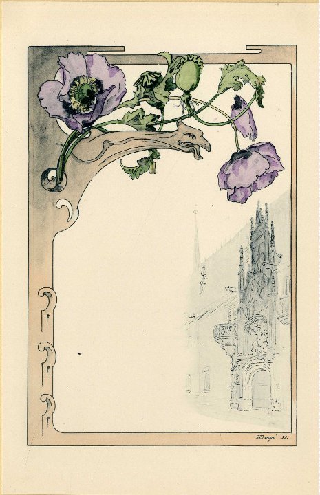 Henri Bergé, Menu vierge, impression photomécanique, 1899