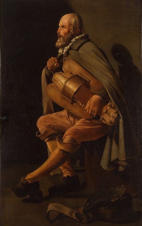 D’après Georges de La Tour, Le Vieilleur à la sacoche, huile sur toile, XVIIe siècle