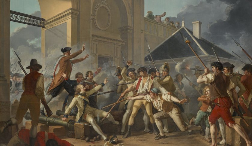 Jean-Jacques-François Le Barbier, Le Courage héroïque du jeune Désilles, Huile sur toile, 1794