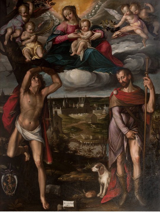 Rémond Constant, Saint Sébastien et saint Roch protégeant la ville de Nancy, 1610, Huile sur toile