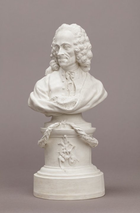 Manufacture Cyfflé à Lunéville, Buste de Voltaire, biscuit de porcelaine hybride, 1767 - 1779