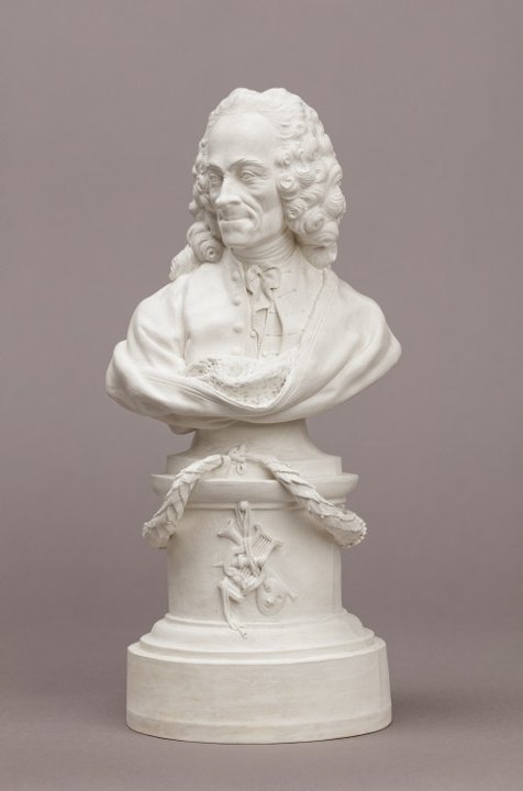 Manufacture Cyfflé à Lunéville, Buste de Voltaire, biscuit de porcelaine hybride, 1767 - 1779
