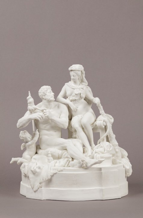 Manufacture Cyfflé à Lunéville, Hercule et Omphale, biscuit de porcelaine hybride, 1765 - 1780