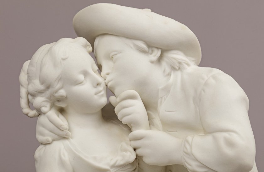 Manufacture Cyfflé à Lunéville, Le Baiser ou Les Œufs cassés, biscuit de porcelaine hybride, vers 1772-1777