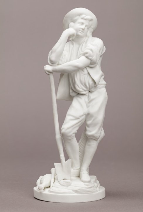 Manufacture de Niderviller, Le Jardinier appuyé sur sa bêche, biscuit de porcelaine, fin du XIXe siècle