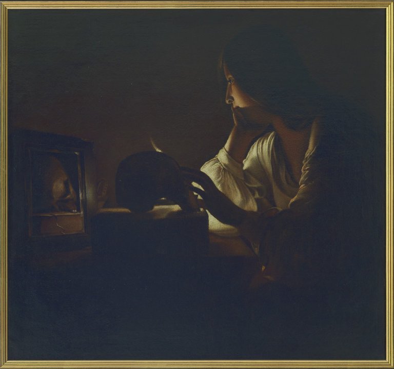 D’après Georges de La Tour, La Madeleine au miroir, Huile sur toile, XVIIe siècle