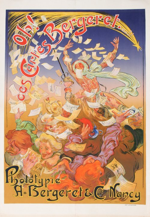 Victor Prouvé, Affiche « Oh ! ces cartes Bergeret … !! », lithographie, imprimée par Draeger, vers 1903	