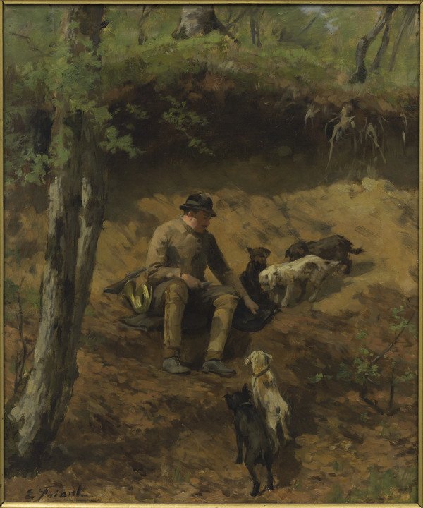 Émile Friant, Le Déjeuner sous bois (Portrait de Monsieur Clérin), huile sur toile, vers 1882
