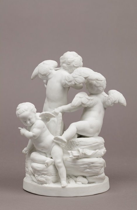 Manufacture de Niderviller, Trois amours dont l’un tire à l’arc, biscuit de porcelaine, 1781 - 1800