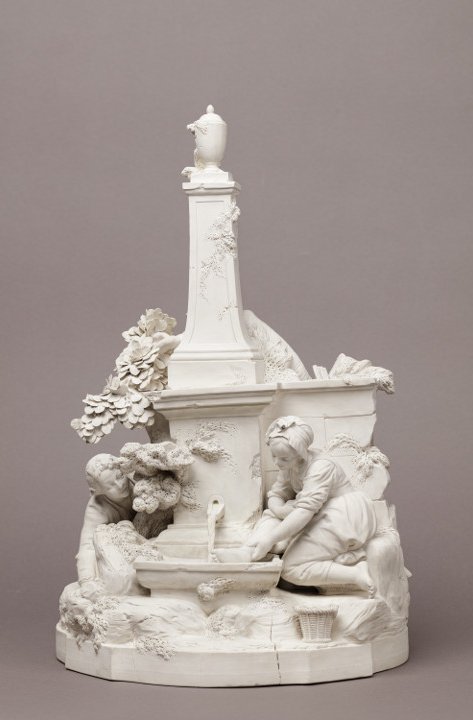 Manufacture Cyfflé à Lunéville, Le Guetteur à la fontaine, biscuit de porcelaine hybride, 1767-1779