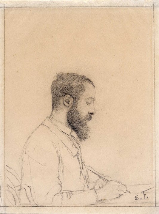 Émile Friant, Portrait de René Wiener, crayon graphite sur papier, 1886