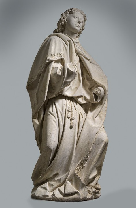 Attribué à Jean Crocq, La Vierge Marie, Fin du XVe siècle ou début du XVIe siècle, Calcaire, restes de polychromie