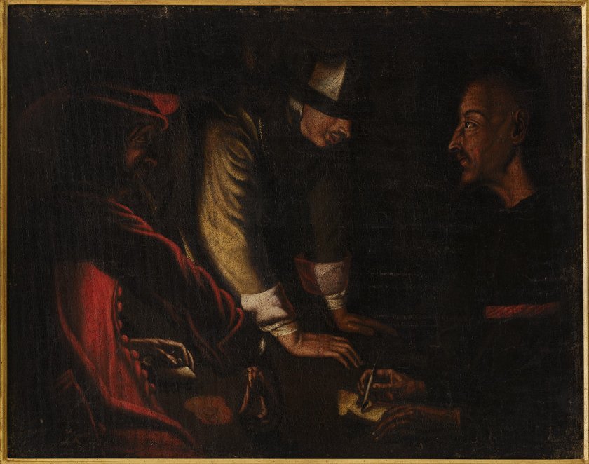 D’après Georges de La Tour ?, Le Versement de l’argent, huile sur toile, XVIIe siècle
