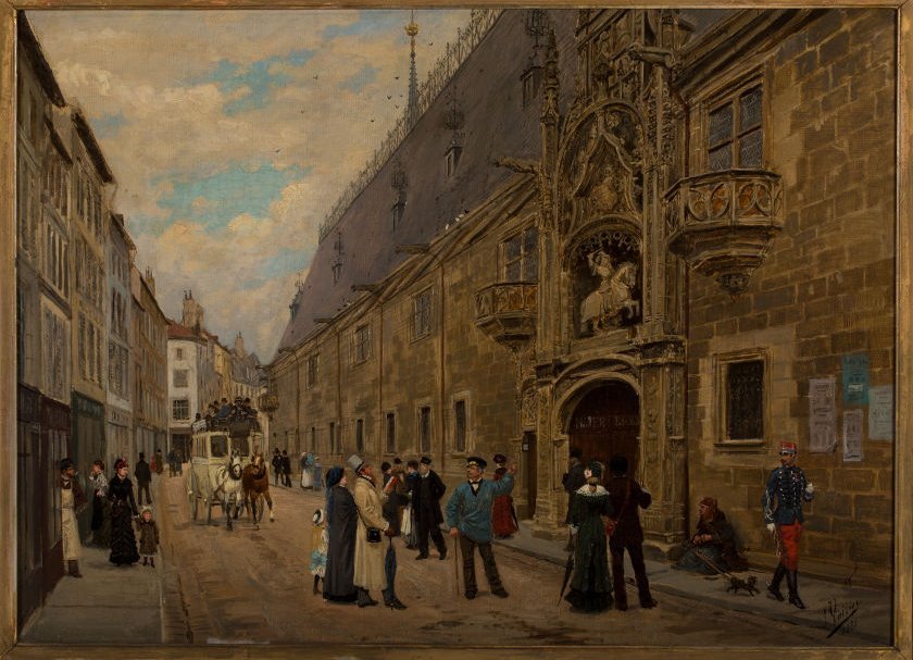 Léon Voirin, La Grande rue ville-vieille et le palais ducal, huile sur toile, 1881
