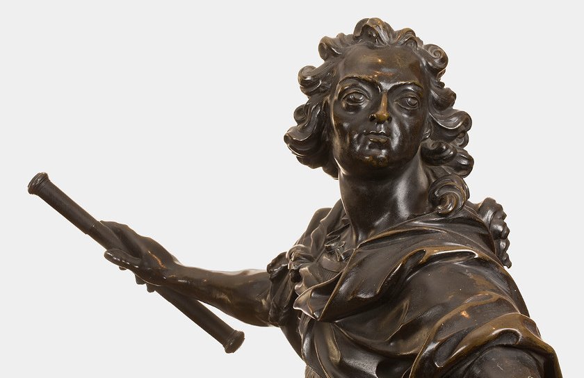Dieudonné-Barthélémy Guibal et Paul-Louis Cyfflé, Modèle de la statue de Louis XV, bronze moulé en ronde bosse, 1750, détail