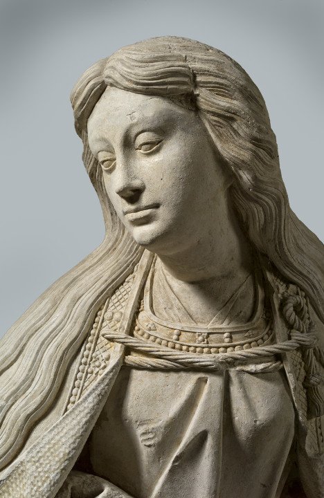 Attribué à Jean Crocq, La Vierge Marie, Fin du XVe siècle ou début du XVIe siècle, Calcaire, restes de polychromie