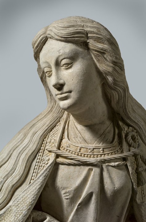 Attribué à Jean Crocq, L’Archange Gabriel, Fin du XVe siècle ou début du XVIe siècle, Calcaire, restes de polychromie