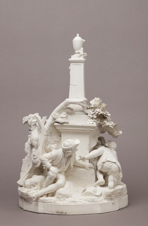 Manufacture Cyfflé à Lunéville, Le Guetteur à la fontaine, biscuit de porcelaine hybride, 1767-1779
