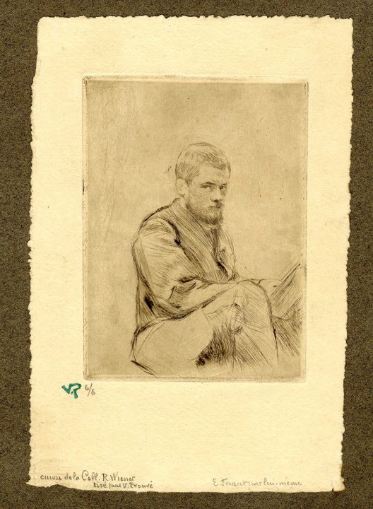 Émile Friant, Autoportrait, pointe sèche, 1883