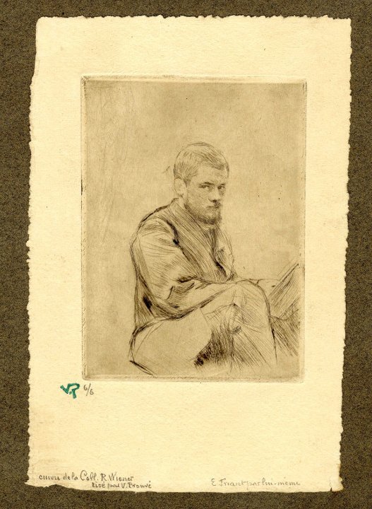 Émile Friant, Autoportrait, pointe sèche, 1883
