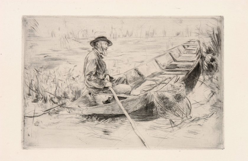 Émile Friant, Le Pêcheur, gravure au burin et à l’eau-forte tirée à l’encre noire, 1er état de la gravure, 1883