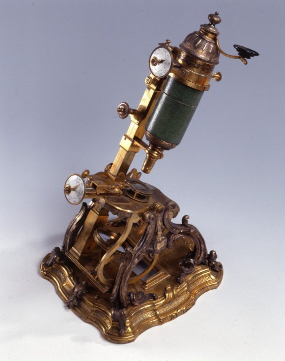 Alexandre Magny, Le Microscope de Stanislas, Cuivre, galuchat, miroir, verre, métal, 1751
